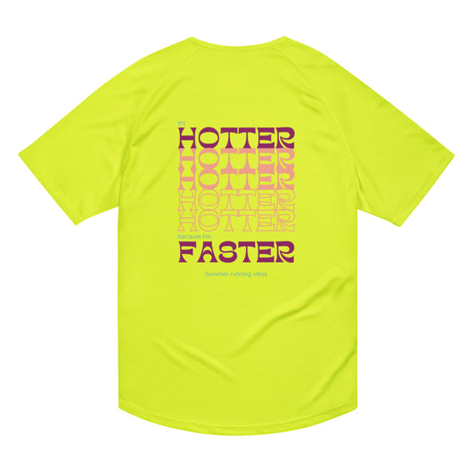 Camiseta running amarilla "Hotter-Faster"